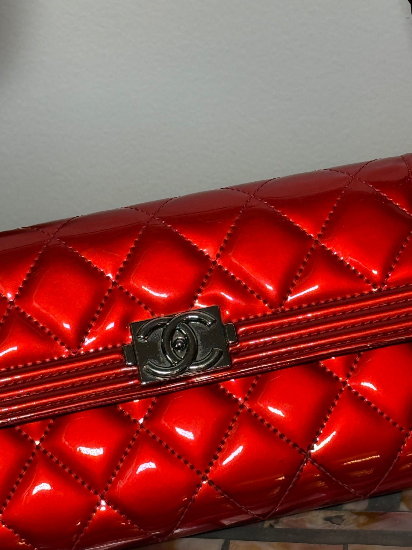 Chanel Boy Red Long Flap Wallet