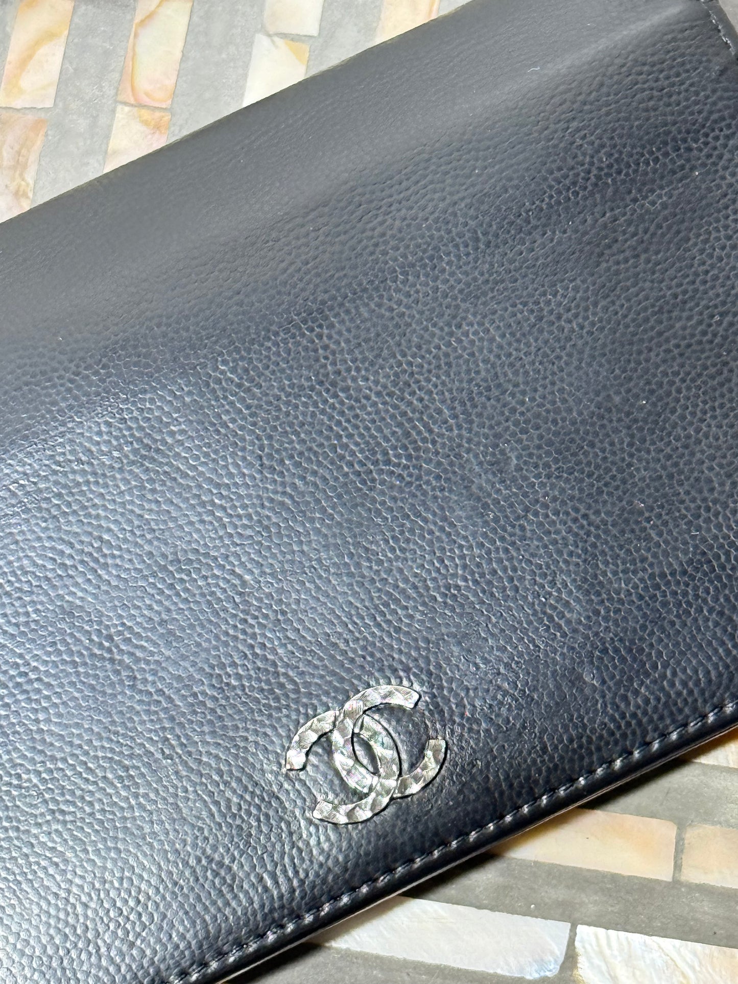 Chanel Lamb Skin Bifold wallet with chain