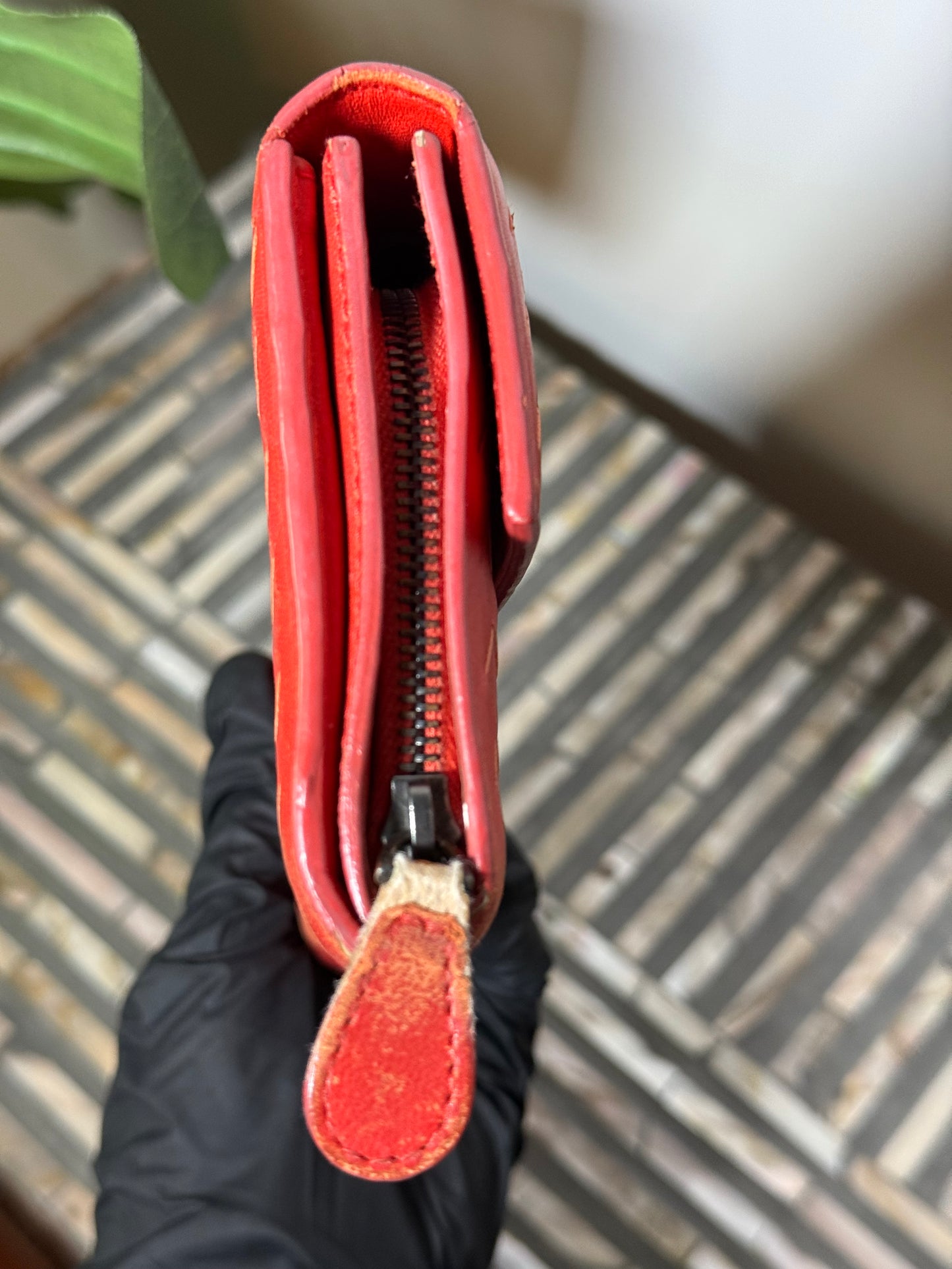 Bottega Vaneta Red Interecciato Leather wallet