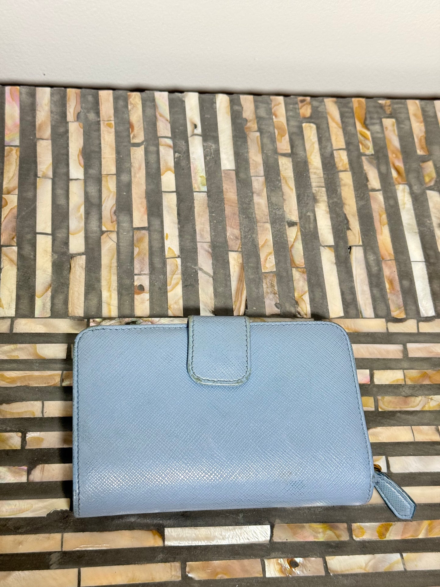 Baby Blue Prada Saffiano Leather wallet